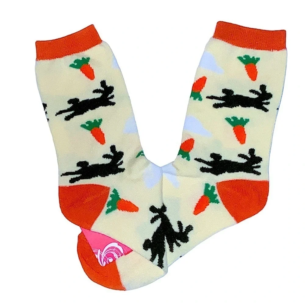 Everbright Easter Socks Women’s Bunny Crew Carrots Yellow 9-11 Yellow Multicolor